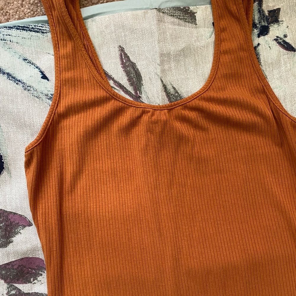 Women's Ribbed Mini Dress - Orange